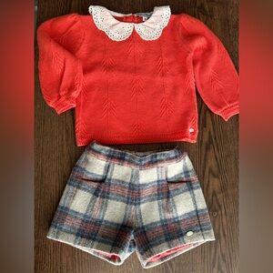 Tartine et Chocolat Coral and Plaid Kids Matching Set